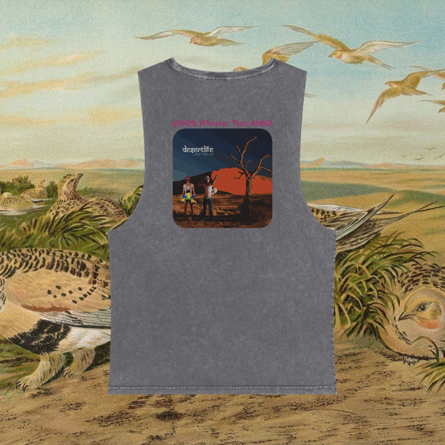 Desertlife: 2025 Atomic Top #100: Unisex Stonewash Tank Top: [German Peace]